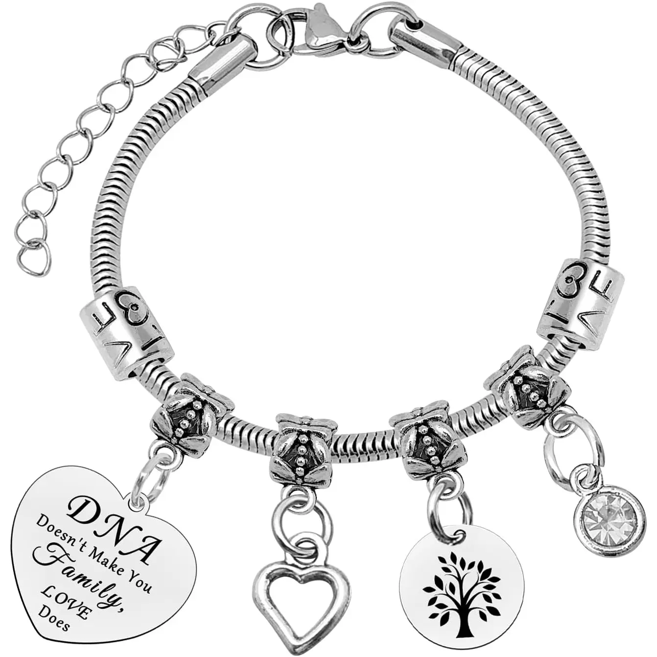 Bonus Daughter Gifts Bracelet Step Daughter Gifts Stepdaughter Gifts from Stepdad Stepmom Adoption Gifts Daughter in Law Gifts DNA Doesn't Make You Family, Love Does Jewelry Christmas Birthday Gift