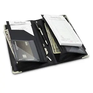 Server Book, Newly Improved Bulk Pockets Stronger , 2 Pen Holders, Zipper Pocket, Firm Writing Surface