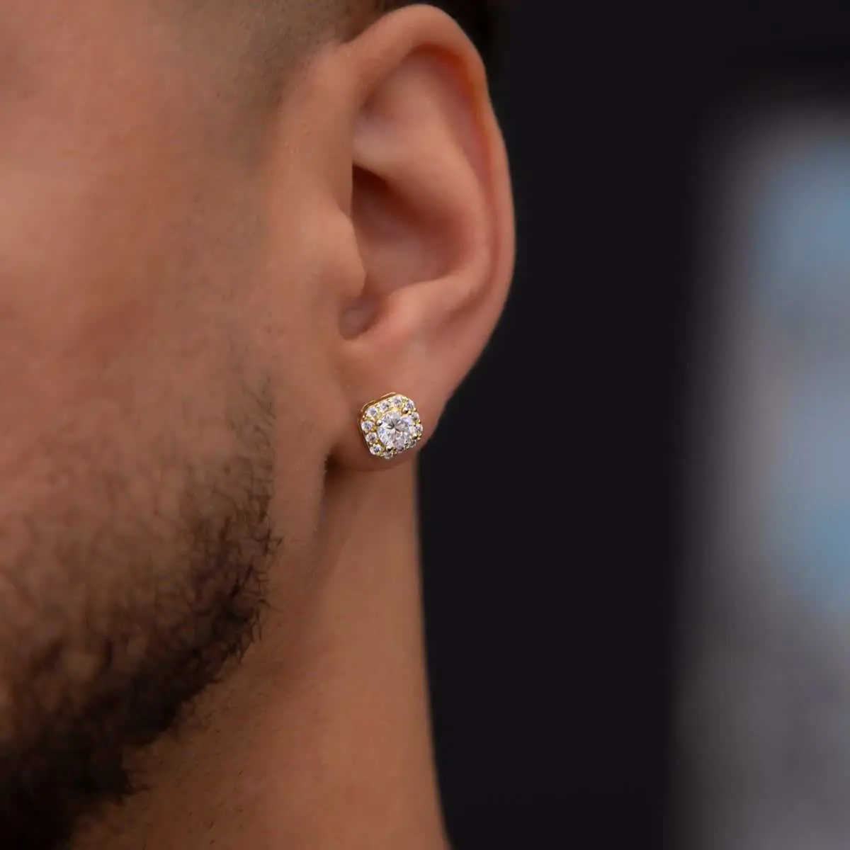GLD Micro Clustered Diamond Earrings | 18k Yellow Gold Plated Bold Centered Stone with CZ Accent Stones 14k Solid Gold Posts (Sold as pair) Lifetime Guarantee - Perfect Gift #tiktokshopsummersale