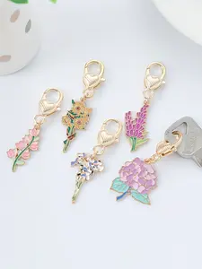 5/20pcs Cute Flower Keychains Zinc Alloy - Floral Pattern Keychain, Charming Blossom Key Rings with Cartoon Charms, Sakura & Peony Pendant, Sunflower Key Holder, Creative Couple Gift, Keychains for Bags, Lovely Bag & Zipper Pull Accessory