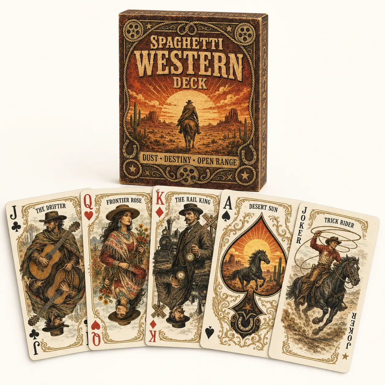 The Spaghetti Western Playing Cards, 54-Card Poker Size Deck, Movie Collectible Gift Set For Fans