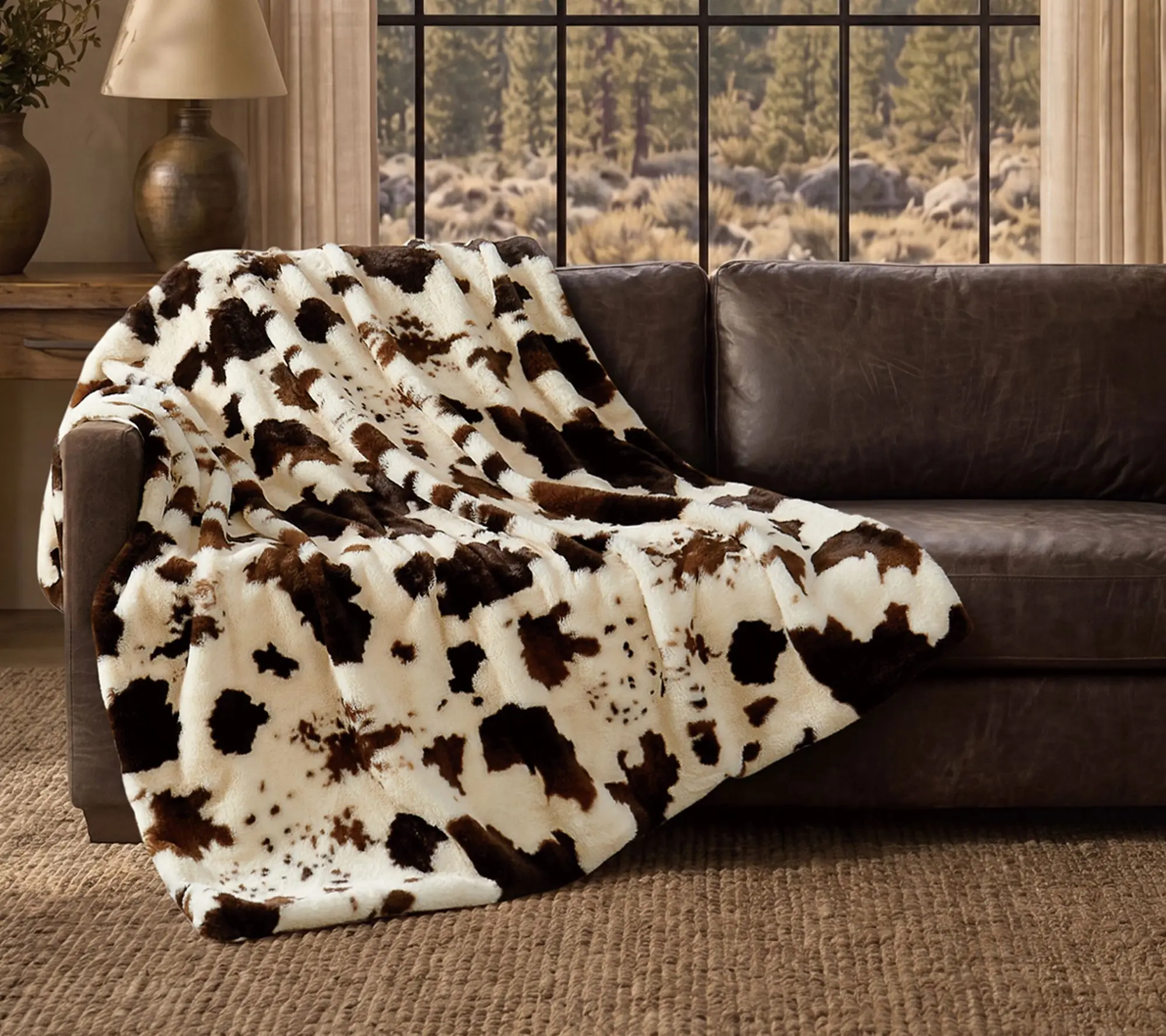 Frye Heritage Cow Faux Fur 50x70 Throw