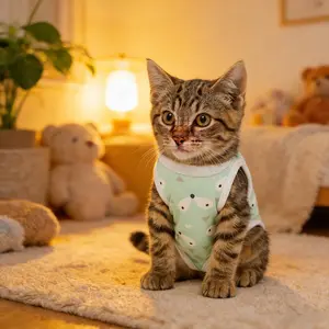 5pcs Cat Clothes Set, 4pcs L Size + High-Quality Storage Wet Bag, Post-Surgery Abdominal Wound Recovery Breathable Onesie Shirt Outfits Clothing