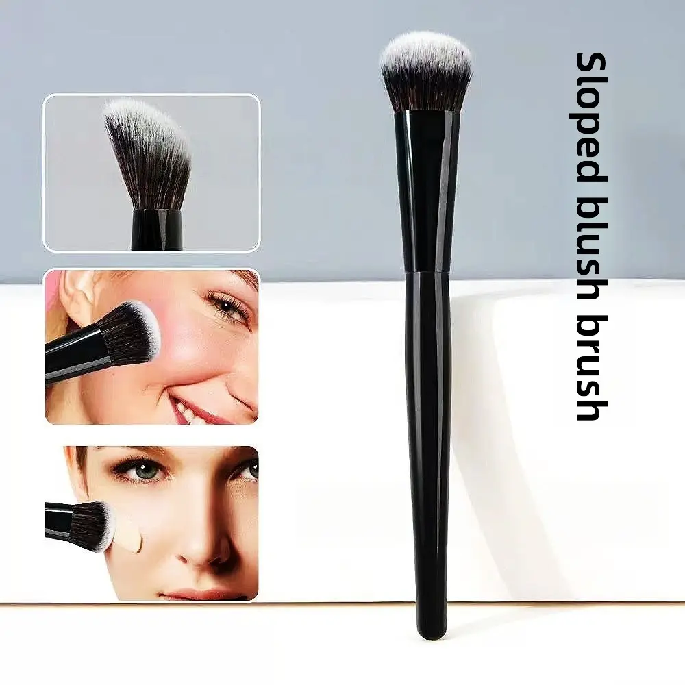 Professional (E43) Angled Blush Brush - Single Plush Synthetic Bristle Brush for Contouring, Seamless Blending via Swirl-and-Sweep Technique, Cream & Powder Compatible, Vegan & Cruelty-Free, Brush-Type Face Brushes, Cruelty-Free Face Brushes