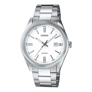 Casio Men’s Silver Stainless Steel Analog Watch with White Dial - MTP-1302D-7A1V