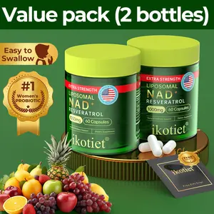 IKOTIET NAD+ Vitamin Capsules Combo, 2-Pack (120 Tablets, 60-Day Supply, 50g Total), 500mg per Serving, Gluten-Free Edible Formula with Resveratrol for Cellular & Heart Health, Energy Boost