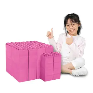 48 PC Jumbo Building Blocks for Kids Pink Single Color Set: Biggo Blocks Giant Building Blocks Ages 4-8 for Indoor & Outdoor Play, STEM Learning, Creativity and Summer Fun
