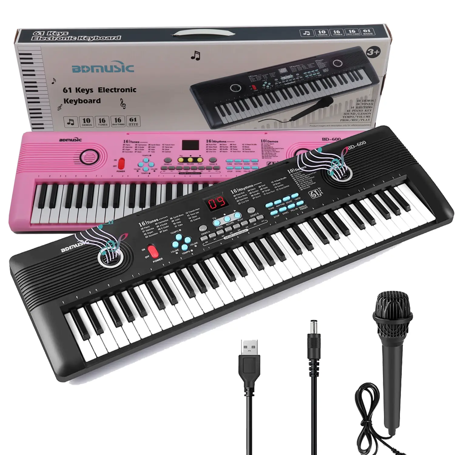 61-Key Digital Electronic Piano Keyboard for Kids Beginners with Built-In Dual Speakers, Microphone, Christmas Gift Option