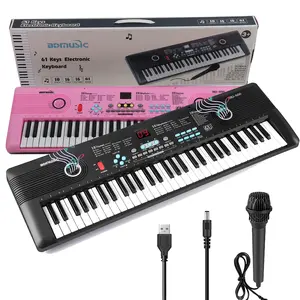 Electronic Keyboard Digital Music Electric Piano with Microphone , 61 Black And White Keys , For Kids Child Beginner Starter ,Built In Dual Speakers Christmas Gift