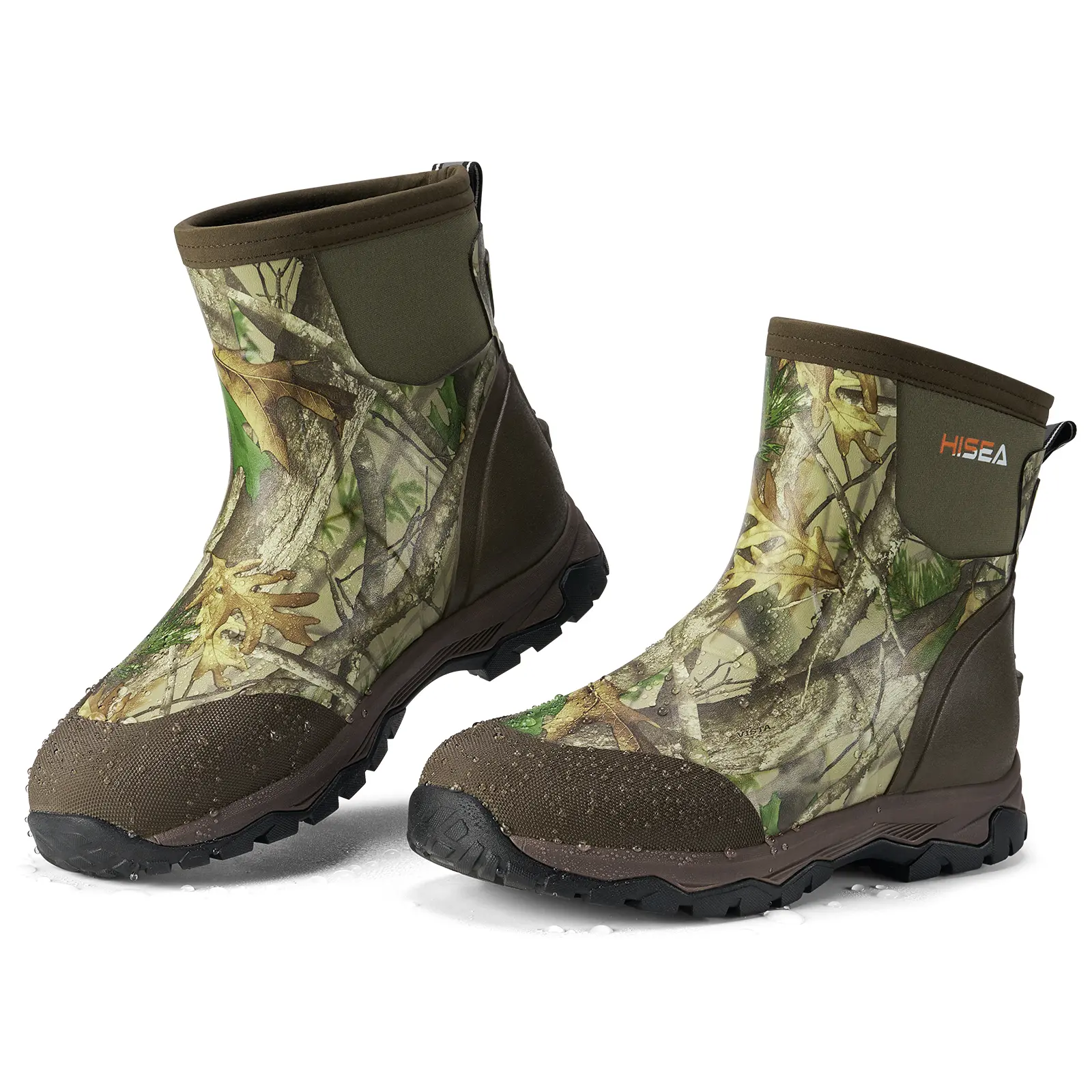 HISEA Men's Slip-On Ankle Rain Boots, 5mm Neoprene & Rubber Waterproof Insulated Muck Boots for Active Outdoor Walking, Walking Shoes, Footwear