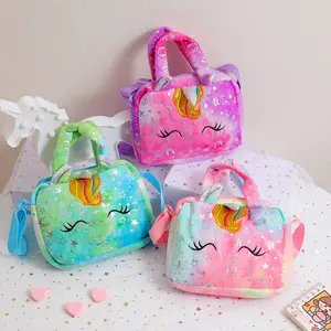 Cartoon Unicorn Storage Bag for Kids, Single Shoulder Handbag, Kindergarten Girl Eye-Catching Small Square Bag, Princess Gift, Toddler Bag