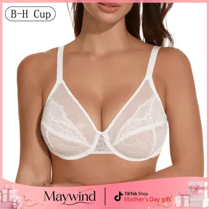 [Maywind] Minimizer Bras for Women Enchante FullCoverage Underwire Bras Plus Size Lifting Floral Lace Brafor Heavy Breast 38DD Size Comfortable Stylish Fit  bra Mother's Day gift