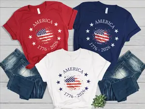 America 250th Anniversary Patriotic T-Shirt, USA Flag Graphic Tee, Independence Day Celebration Shirt, 4th of July Outfit Idea, American Pride Gift for Men and Women - HARSIN