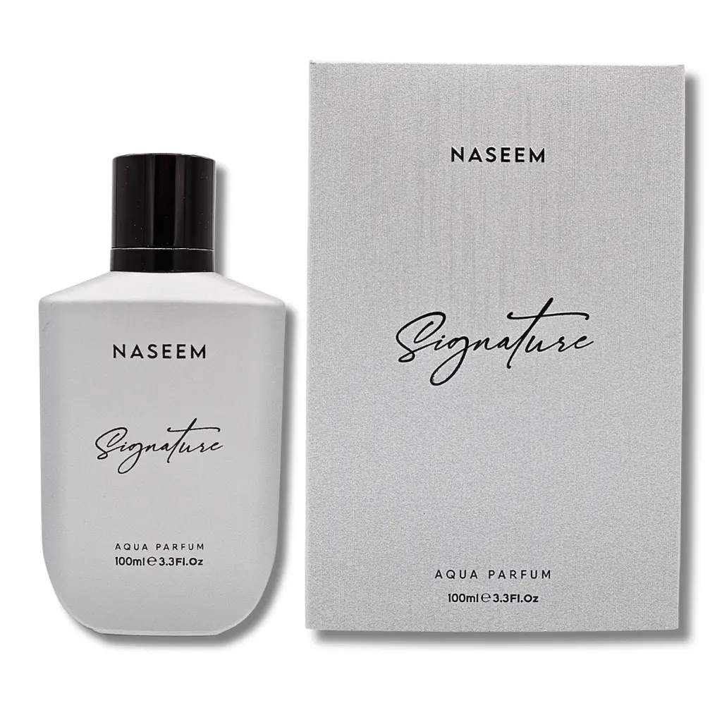 NASEEM Signature Silver Aqua Parfum, Woody Amber Mix with Orange Lime, Alcohol-Free Water-Based Unisex Fragrance, 3.3 fl oz, Adults, Liquid Vial Unisex Fragrance, Clean Unisex Fragrance