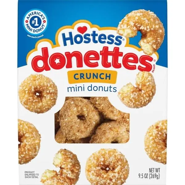 Hostess Crunch Donettes Mini Donuts – Crispy Bite-Sized Snacks, 9.5 oz Bag