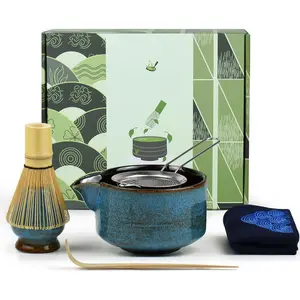 7 count Complete Matcha Ceremony Kit for  Ceremony, Bowl with Pouring Spout, Whisk,  Scoop, Matcha  Strainer, Matcha  Set For Making Usucha, Koicha and Matcha Latte ()