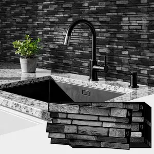 10pcs Peel and Stick Backsplash Tiles, 3D Marble Pattern Bathroom Wall Stickers, 9.69x4.72 Inches, PVC Material, Self-Adhesive, Easy Installation, Waterproof, Removable