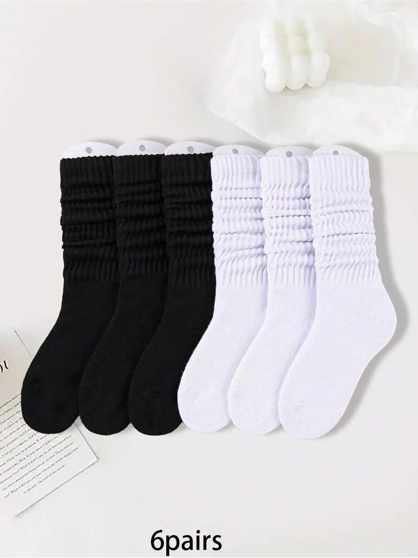6 pairs of fashionable, minimalist solid-color ankle socks—comfortable, breathable, and casual mid-calf socks suitable for women's daily workouts and home wear Casual Comfy Socks Set Plain casual socks