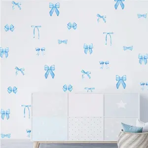 28Pcs/4sheets Blue Bow wall stickers for Boy's &Girl's Bedroom, Ceiling, Playroom, Daycare, Nursery, Playroom, Babyroom, Classroom, School, Refrigerator Stickers Window stickers