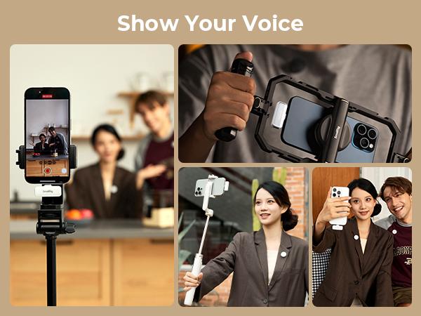 SmallRig S60 USB-C Wireless mini microphone Magnetic Clip Pro Kit for iPhone 17/16 Pro & Android,44H Studio Sound with Noise Cancelling,Compact,Lightweight Design Lavalier Microphone for Content Creation Charging Case Receiver Audio