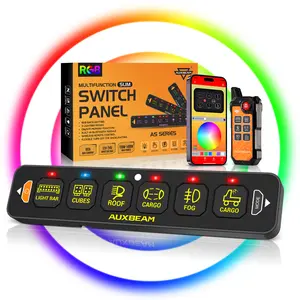 AUXBEAM AS-600 Slim Car Switch Panel with Remote APP Control 6 Gang RGB Backlight 3 Modes Waterproof IP65