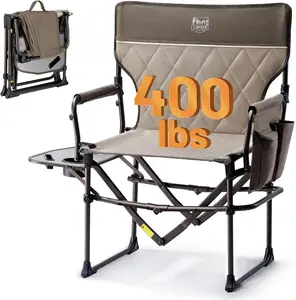 [Summervibes] Aluminum Camping Directors Chair with Side Table Pocket, Portable Folding Chair, Heavy Duty Lawn Chair for Fishing Trip Picnic Concert Outdoor 400lbs
