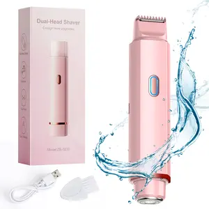 Fostex Bikini Trimmer for Women, Electric Shaver and Razor Rechargeable 2-in-1 Body and Facial Epilator, Dual Heads for Painless Trimming of Pubic Hair, Face, Underarms and Legs, IPX7 Waterproof. Christmas Gift New Year Gift Shaving Grooming