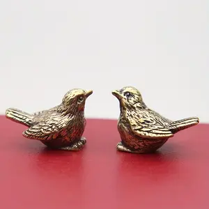 Intricately Detailed Solid Brass Elegant Sparrow Tea Pet - Perfect for Tea Enthusiasts, Versatile Indoor/Outdoor Decor Piece, Teal Decor Vintage Swing Figurine Ornaments