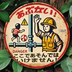 Vintage Japanese Warning Metal Signs Retro Tin Plaque Wall Decor Home Bar Cafe Man Cave Garage 8x8 Inches Rustic Round Wall Art Home Decor Products