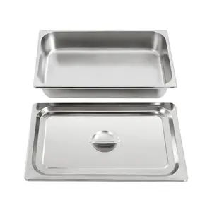 4-Piece 3.94" Deep Stainless Steel Steam Table Pan with Lids, 2.38 gal Large Capacity Food Pan, Food-Grade 201 Stainless Steel Integrated Molding, Dishwasher Safe for Restaurant Buffet Catering Banquet Home Kitchen