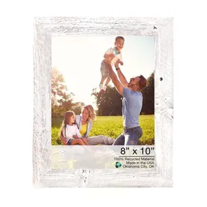 360 Stand Rustic Farmhouse White Wash Wood Photo Frame - 8x10 in, Handmade Look, Home Decor & Home Office Frame (Model 386570), Wooden