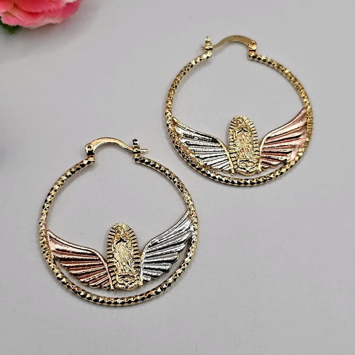 VIRGIN MARY hoops earrings gold-plated