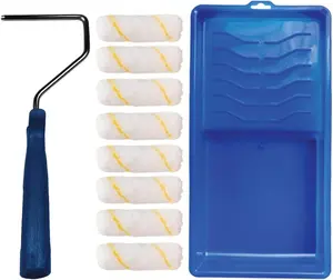 Paint Roller Tool Kit - 10 Piece Painting Set - Mini Plastic Paint Tray Set