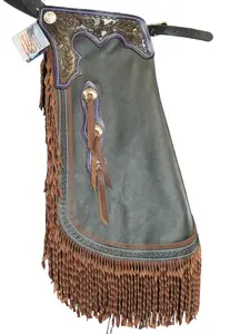 R Bar K/Custom Made Leather Chinks/ Leather Chaps/Black/PurpleLeather Chinks/ Ranch/Show Chinks/R Bar K