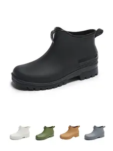 Women's Fashion All-Season PVC Waterproof Rain Boots Punk Style Ankle Booties