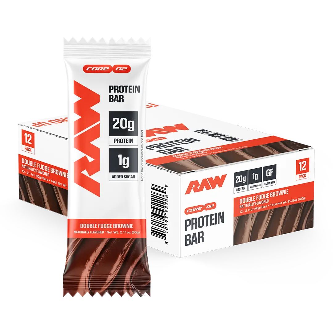RAW Protein Bars – 20g Protein Snack Bar – Low Sugar High Protein Bars for Men & Women – Soft Baked Candy Bar Style Protein Snack – 12 Pack