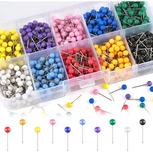 1000 pcs multicolor push pins, map pins for travel maps, 1/8" small map tacks with plastic bead heads for cork boards, world map pin board, bulletin board, fabric marking, crafts, office