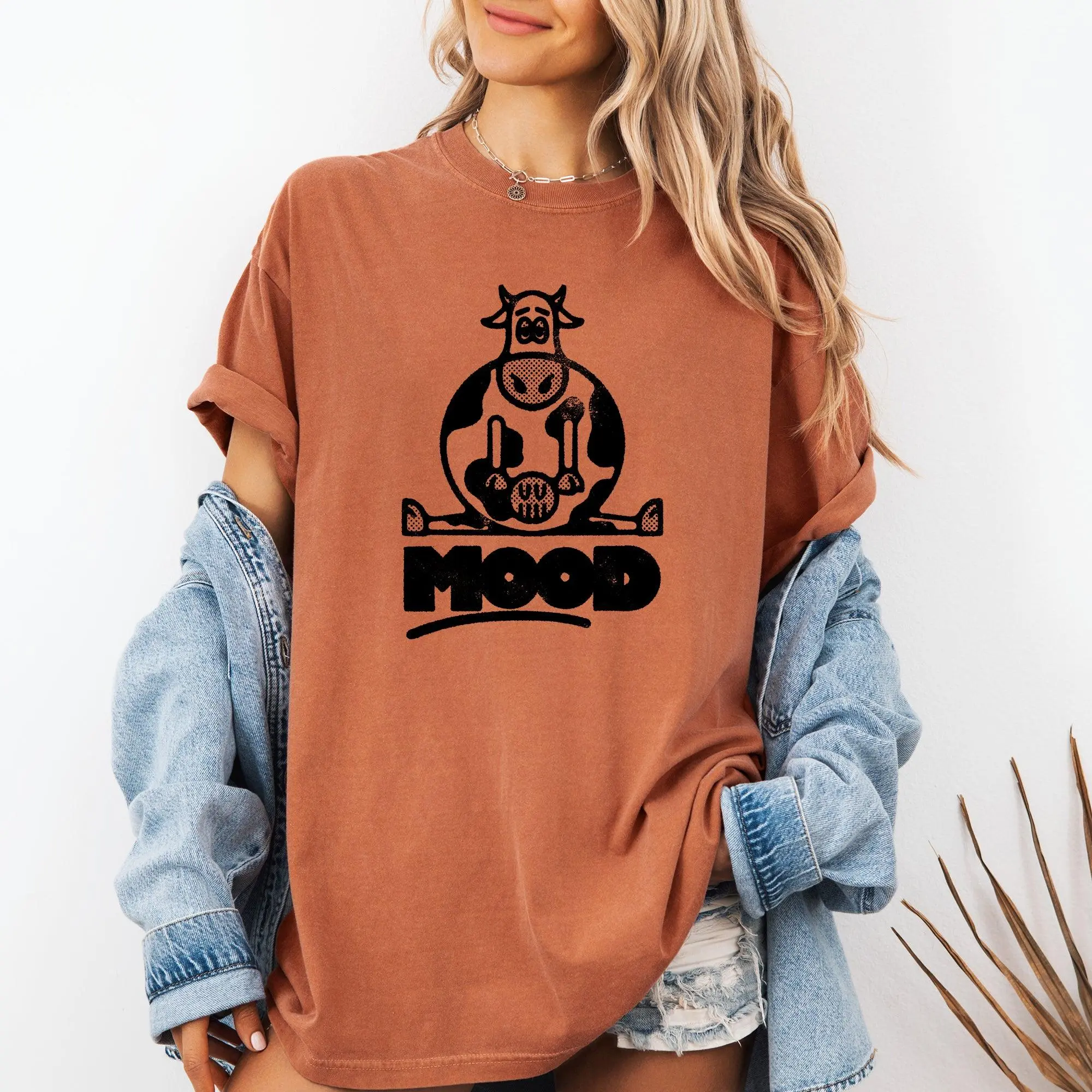 Moo'd, Cow, Funny, Moody, Mental Health, Positivity Tshirt Comfort Colors T-Shirt, Women's Comfort Colors Tee