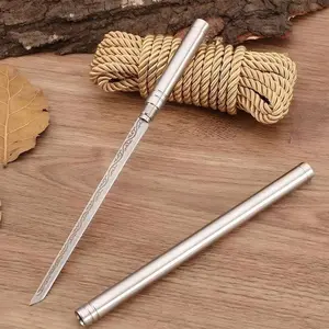 2 Piece Stainless Steel Multi-Functional Steak Knife Set with Sheath, Sharp Thickened Kitchen Meat Fruit Cutting Tool, Outdoor Camping BBQ Portable Cutter, Stainless Steel Knives Kitchenware
