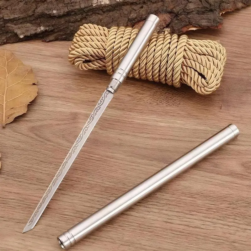 2 Piece Stainless Steel Multi-Functional Steak Knife Set with Sheath, Sharp Thickened Kitchen Meat Fruit Cutting Tool, Outdoor Camping BBQ Portable Cutter, Stainless Steel Knives Kitchenware, Steak Knives Sets