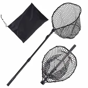 Fishing Net Foldable Landing Net With Telescopic Handle, Portable Lightweight Yet Sturdy 6063 Aluminum Frame, Soft Silicone Fish-Friendly Mesh for Kayak, Boat, Bank, Pond Use, Ideal Gift for Men