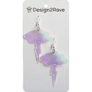 Iridescent Acrylic Cloud and Lightning Bolt Earrings