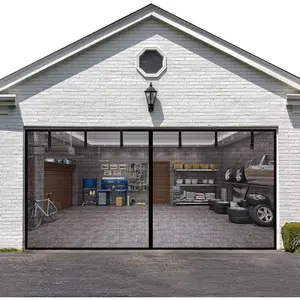 Garage Door Screen For 2 Car Garage Door,16x7FT Reinforced Fiberglass Garage Screen, Magnetic Garage Screen Door