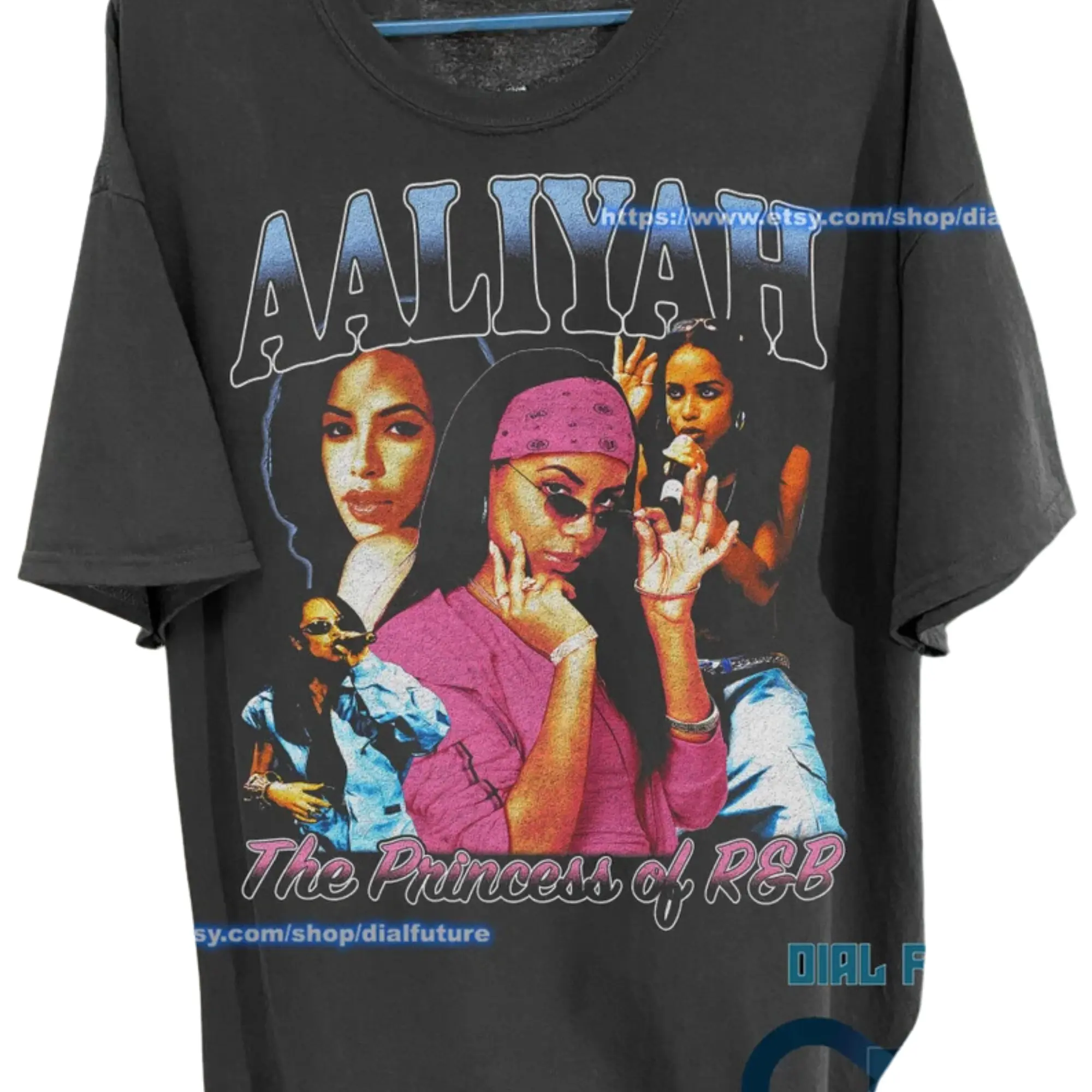 Aaliyah Vintage Graphic Short-Sleeve Crew Neck Casual T-Shirt - Hip-Hop Inspired RnB Artist Homage Tee, Unisex Menswear Streetwear Merch Top, Gift for Fans, Shortsleeve, Round Neck, Tshirt