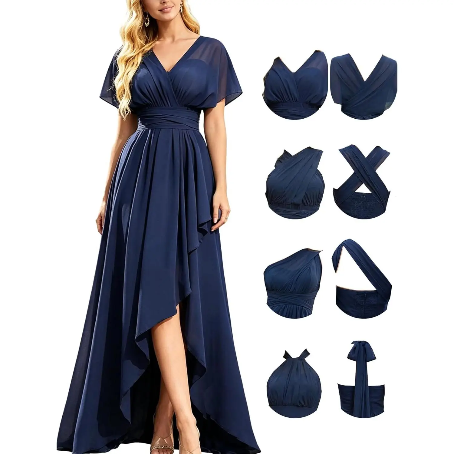Women's Infinity Convertible Multi-Way Twist Wrap Bridesmaid Dress - Chic Formal Beach Gown with Premium Fabric & Flattering Fit for Wedding Guests, Choir, Prom Evenings, Comfortable, Breathable, Party, Elegant Dresses, Halter Neck, Formal Wear