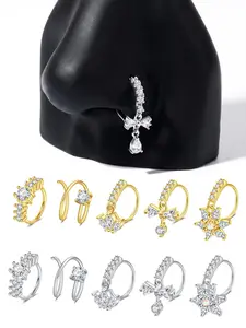 Stainless Steel Dangle Nose Ring 20g, Delicate Floral Design, Nose Piercing Jewelry for Women, 2026 Trends, Fashion Accessory, Body Piercing Jewelry, Spiral Nose Ring