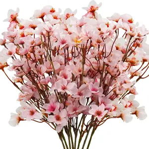 12pcs Artificial Cherry Blossom Branches, Realistic Silk Fake Decorative Plum Blossom Flowers, Faux Stems for DIY Decorations