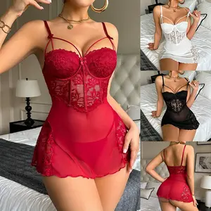Women Lace Mesh Lingerie Set Sleep Dresses Bodysuits