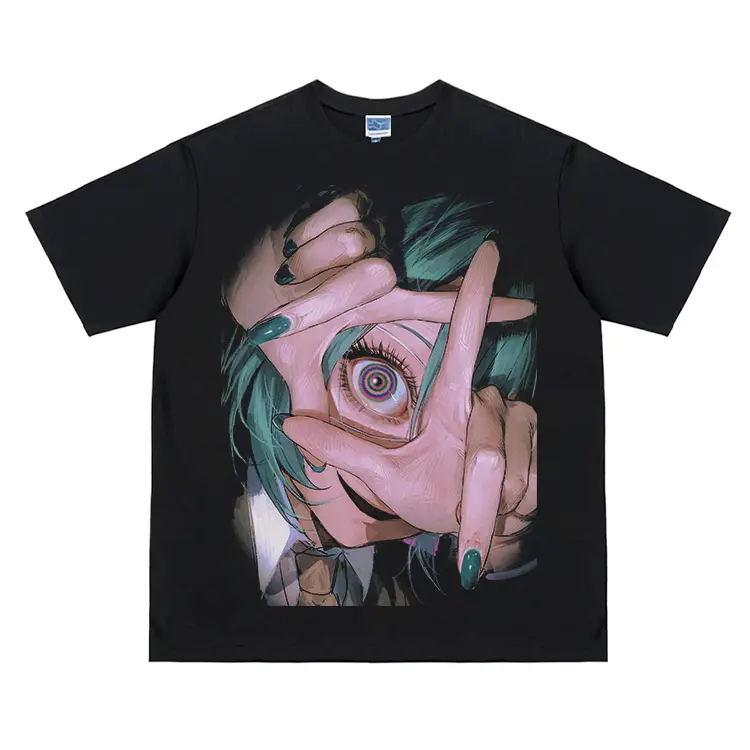 Miku "Desperate Situation" Menswear Short-Sleeve Round Neck Vintage Oversized 100% Cotton Casual Anime Graphic Tee, Original Design Fan-Focused Men's Top, Shortsleeve