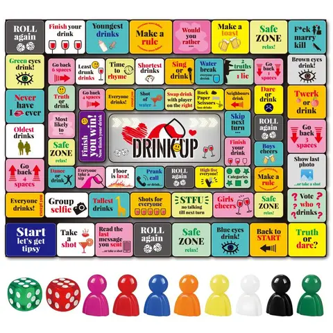 Drinking Party Board Game, Funny Table Game for Adults, Family & Friends, Drinking Board Games, Party Supplies